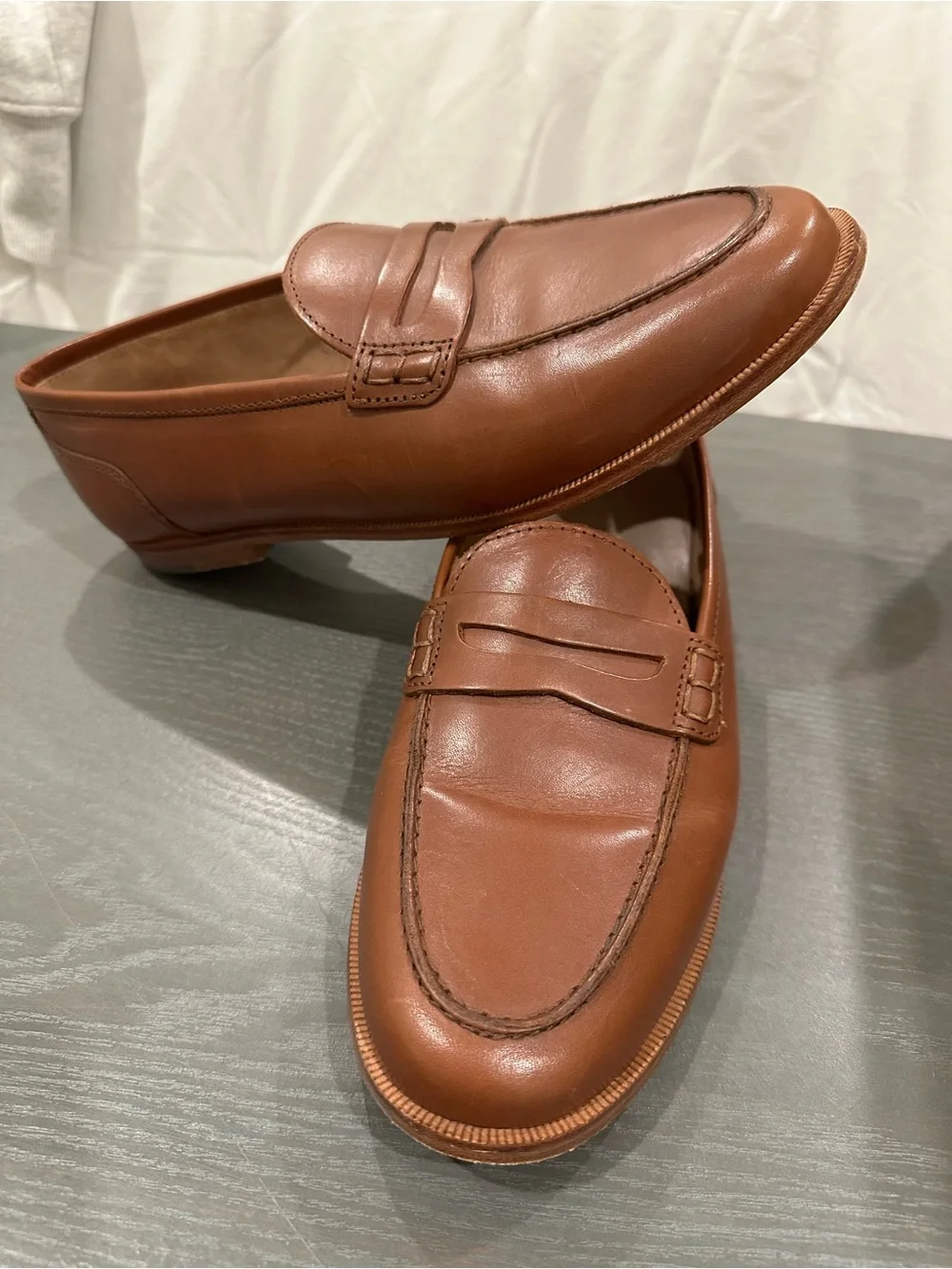 J.Crew Ryan Leather Penny Loafers Cognac Brown Women’s Size 7.5